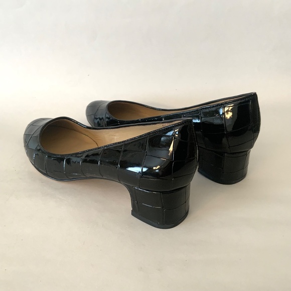 Talbots Black Crocodile Patent Leather Pump Block heel Women’s Dress Shoes 8 - Picture 7 of 12